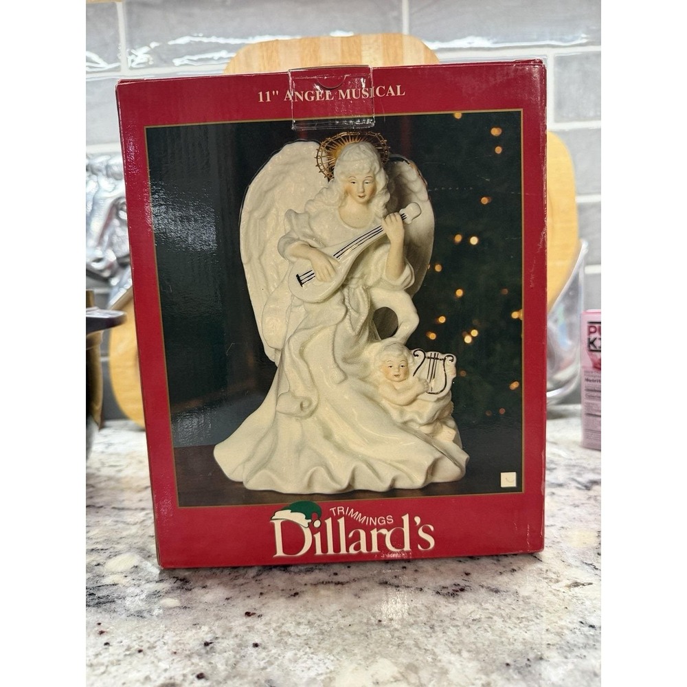 Dillard's Trimmings 11" Musical Angel Christmas Decor Vintage Tested